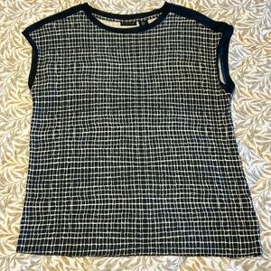 TAHARI Navy Print Top